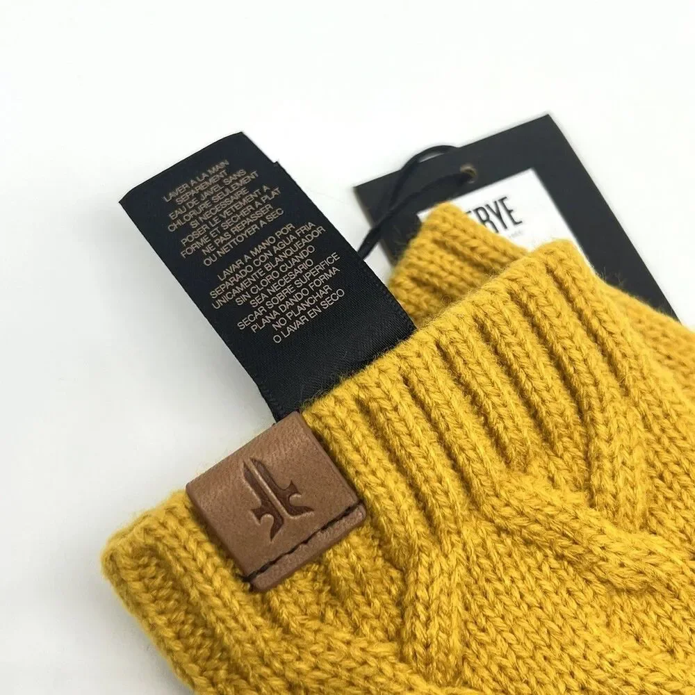 NWT Frye Womens Gloves Cable-Knit Fingerless Arm/Wrist Warmer Mustard Yellow OS